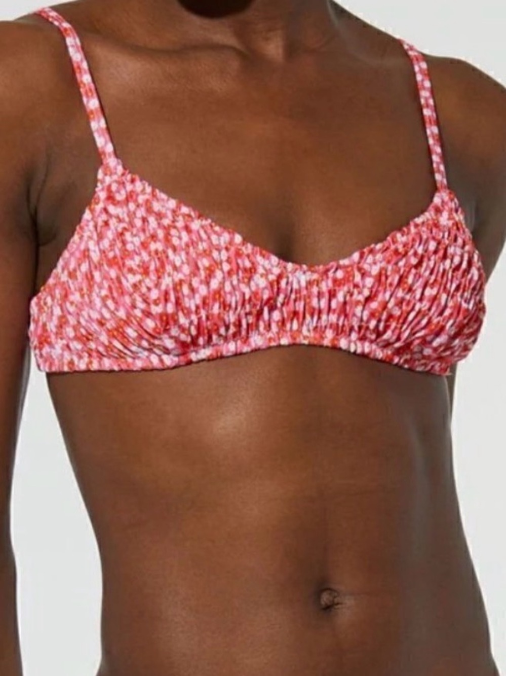 Solid & Striped The Rachel Smocked Ditsy Floral Bikini Top New XL